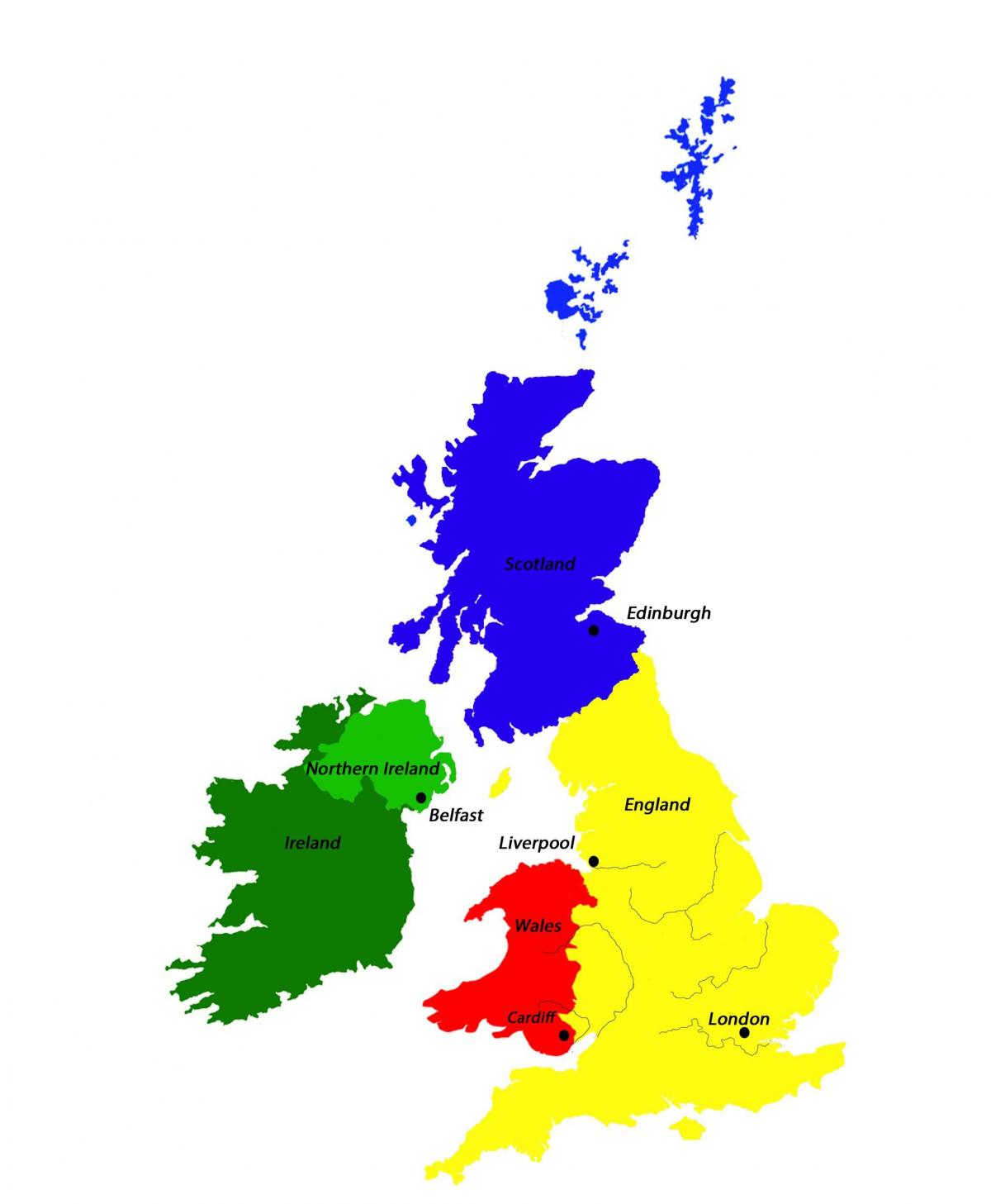 Vereinigtes Königreich (UK) Hauptstadtkarte