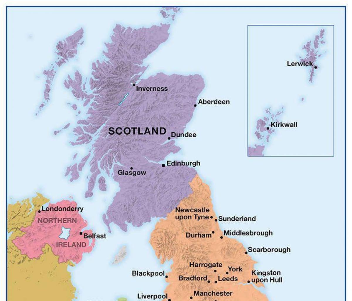 Norden des Vereinigten Königreichs (UK) Karte