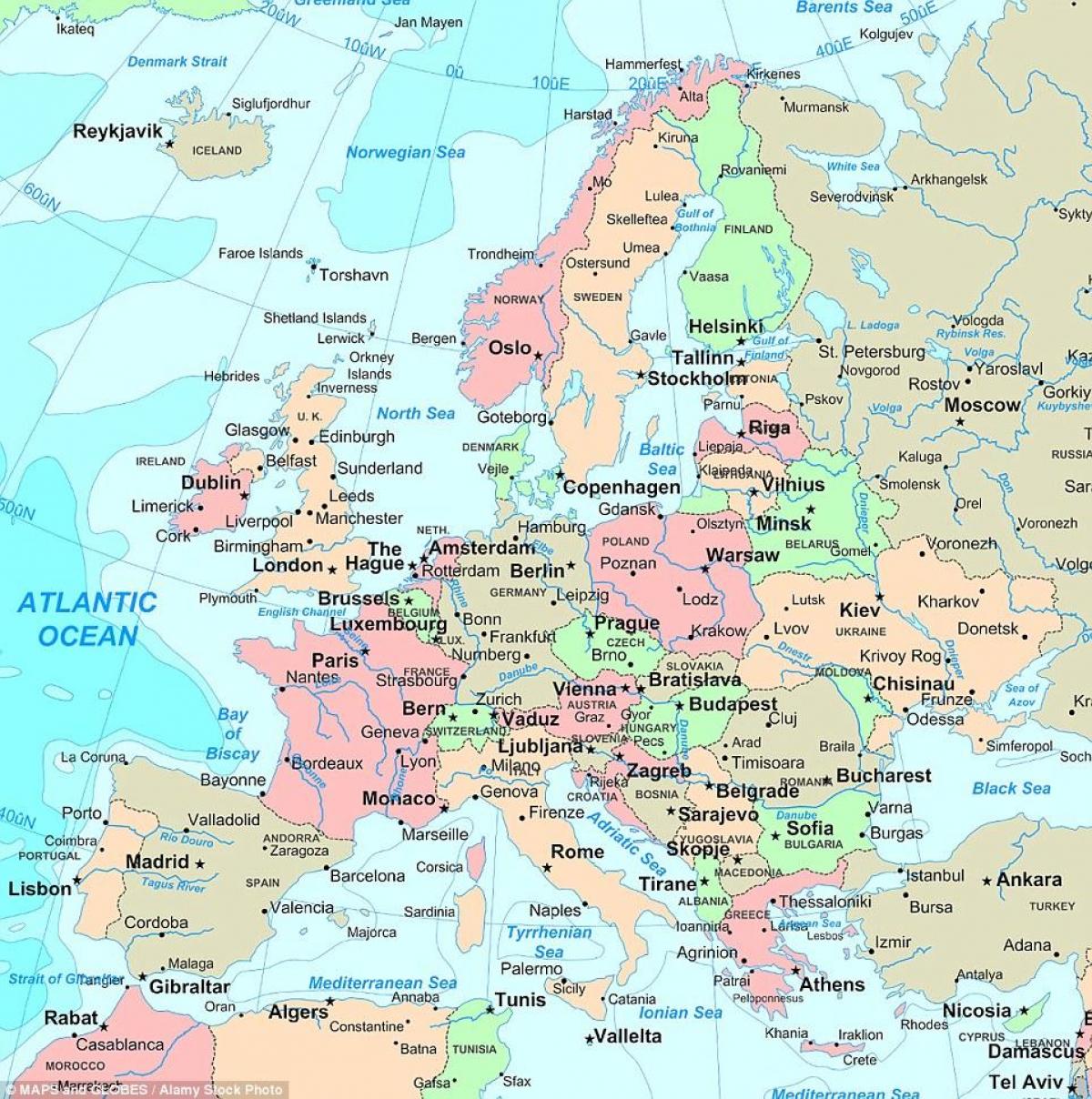 Karte des Vereinigten Königreichs (UK) und der angrenzenden Länder