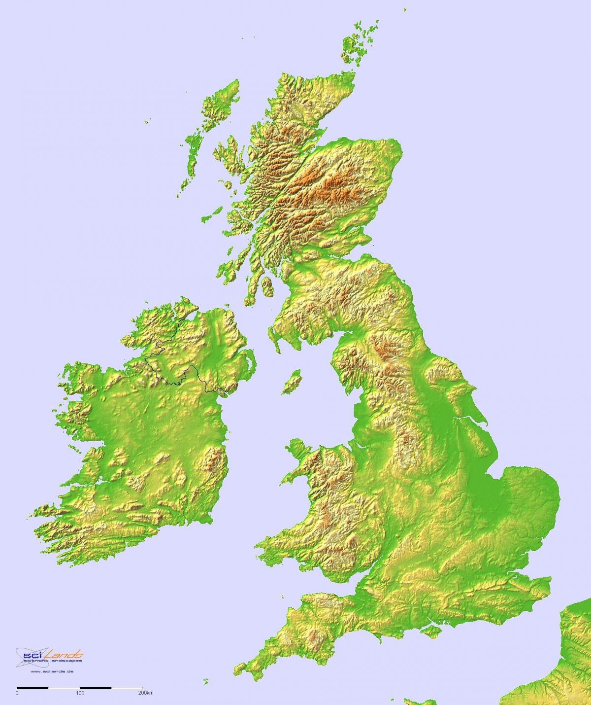 Vereinigtes Königreich (UK) Höhenkarte