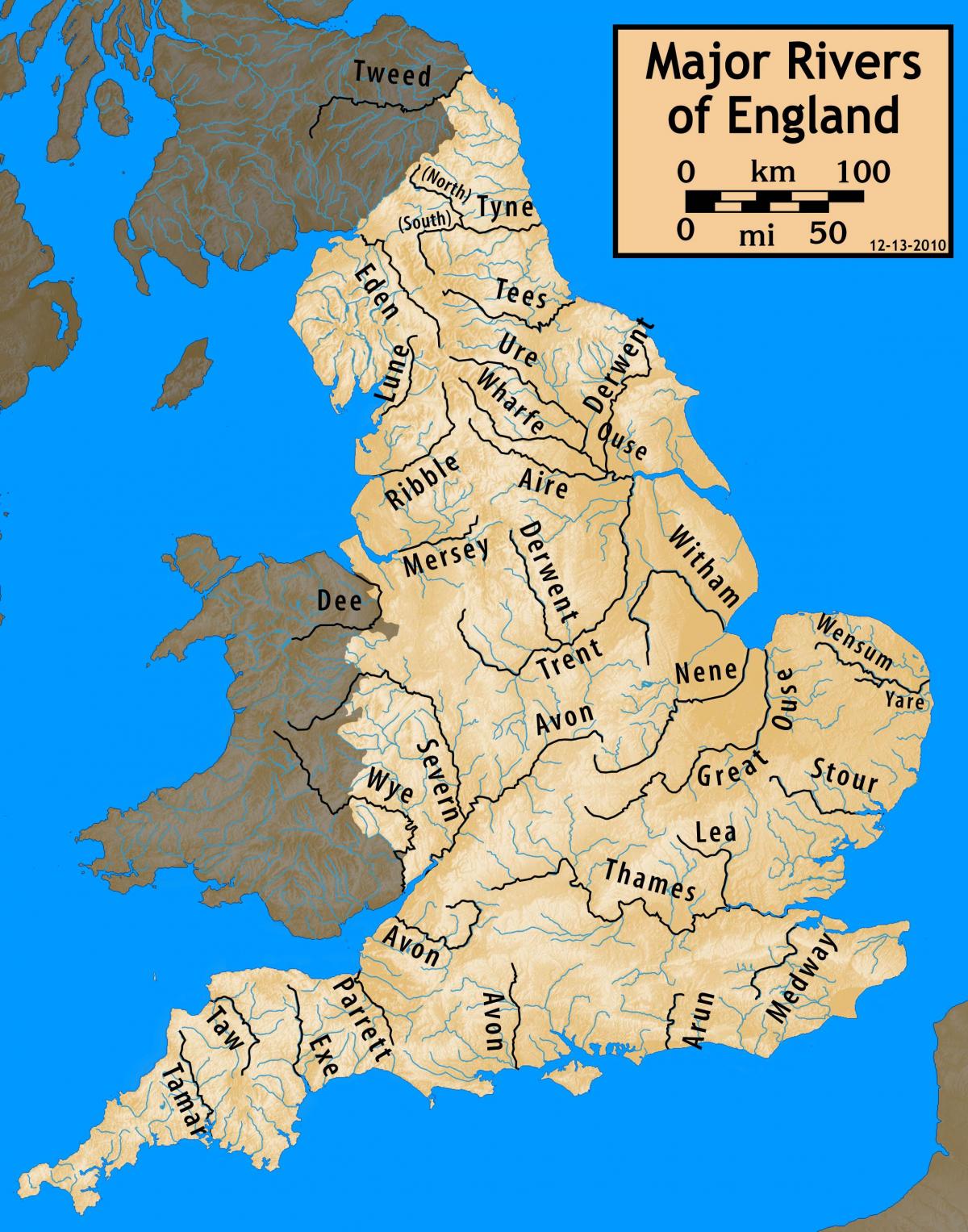 Flüsse in der Karte des Vereinigten Königreichs (UK)