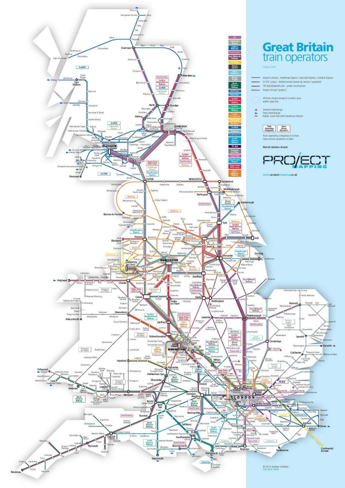 Vereinigtes Königreich (UK) Zuglinienkarte