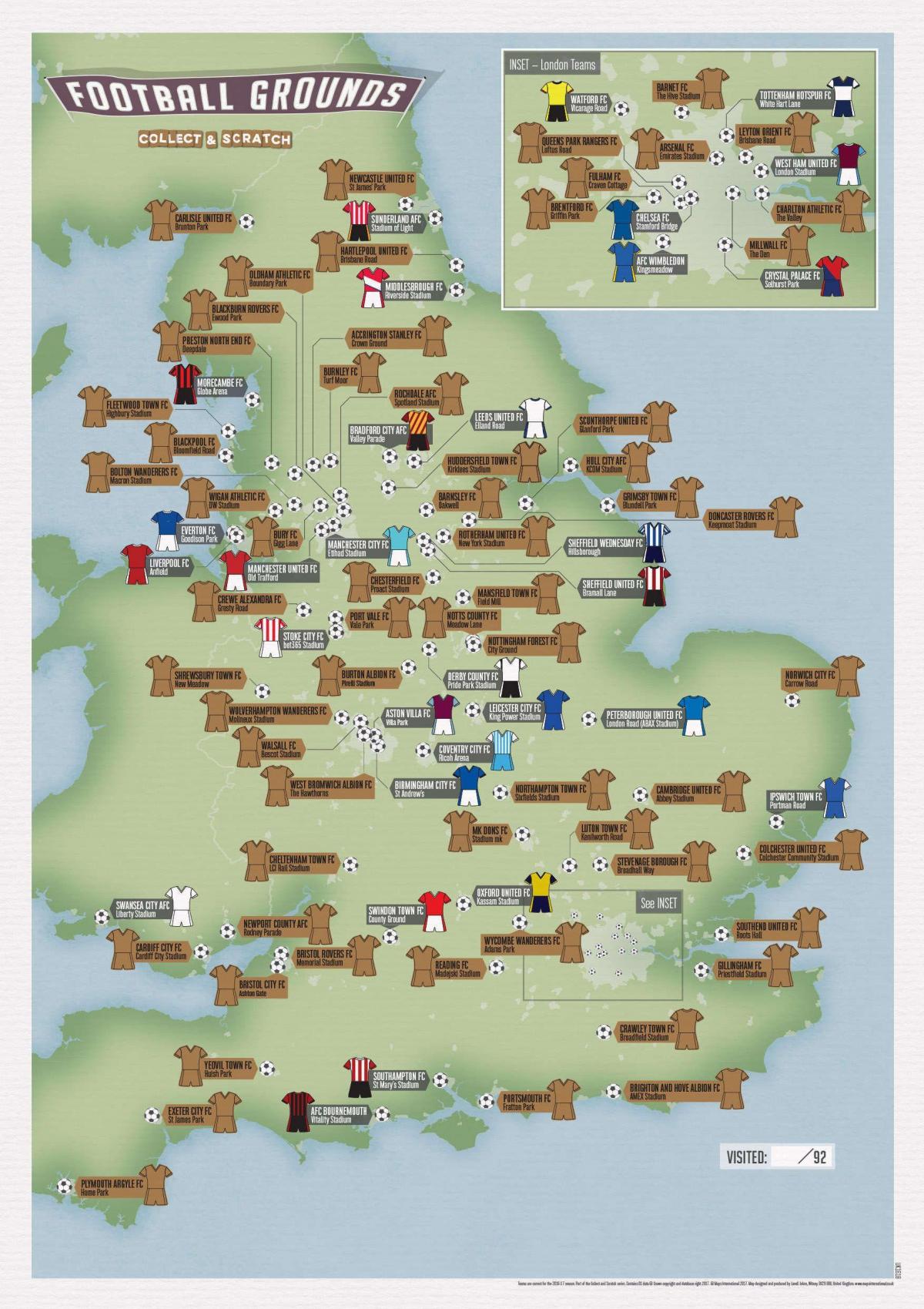 stadien Karte von Vereinigtes Königreich (UK)